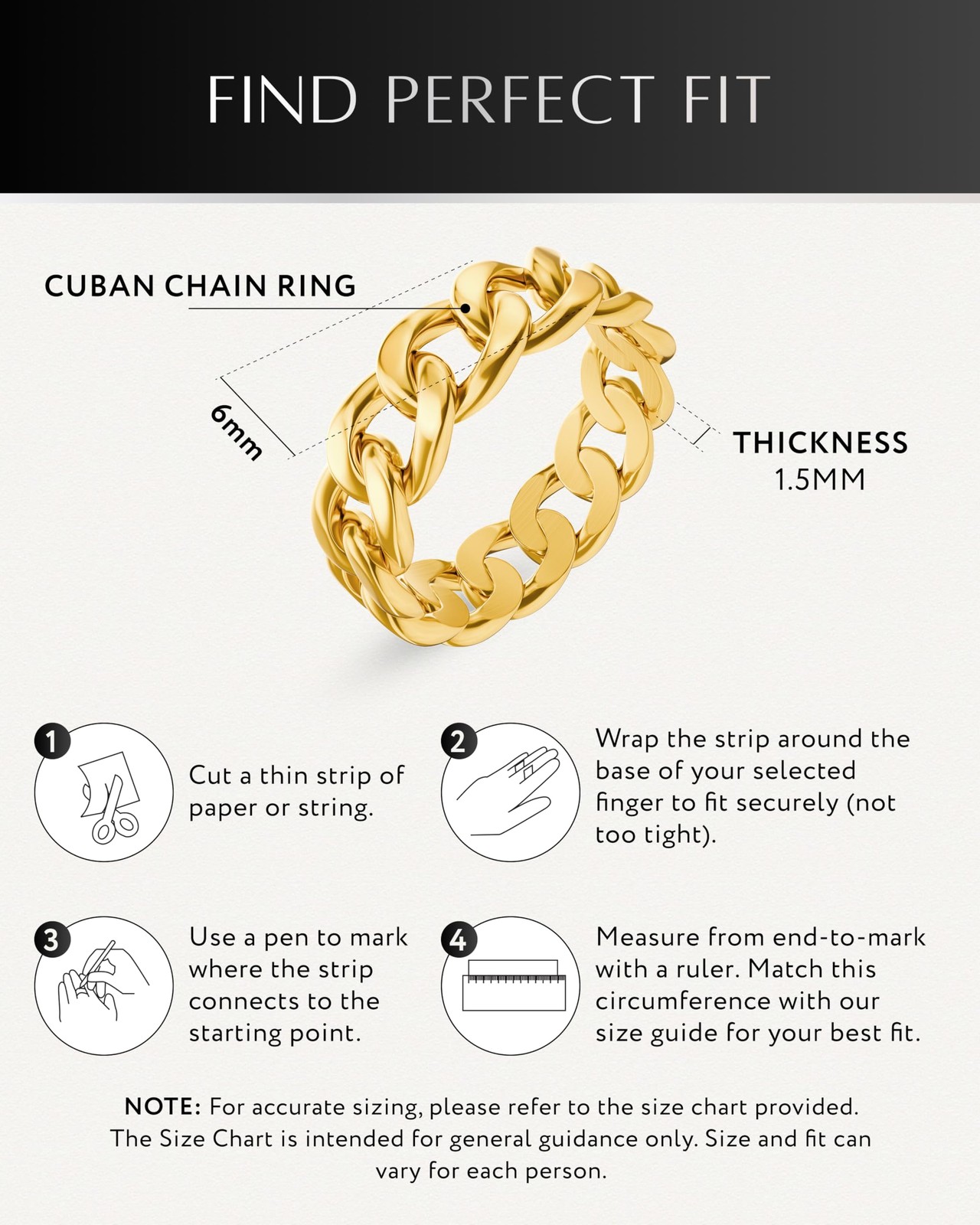 ® Cuban Link Ring for Men — Stainless Steel Gold Plated Chain Ring for Men & …