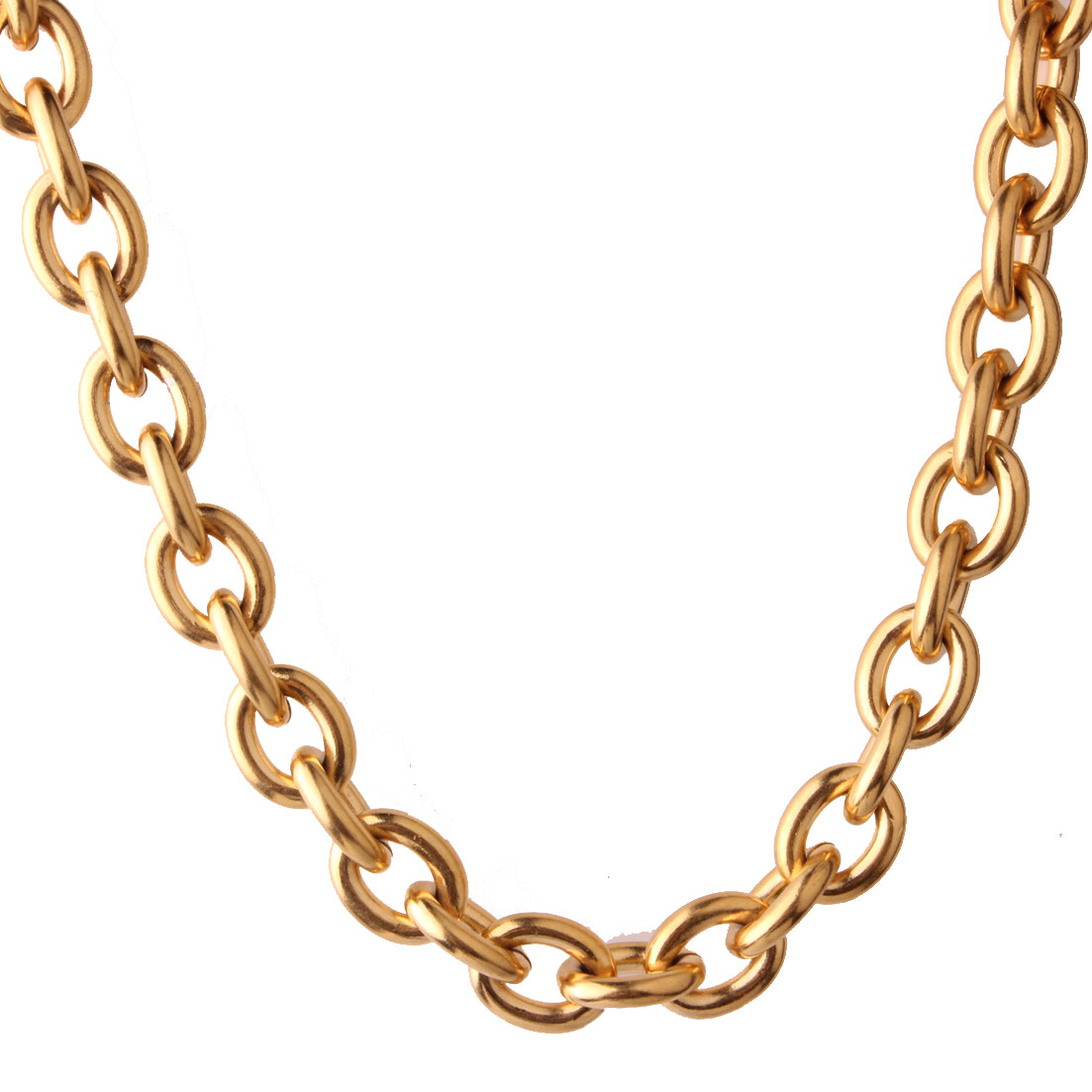 Women Men Silver Color/Gold Plated Stainless Steel Rolo Oval Chain Necklace