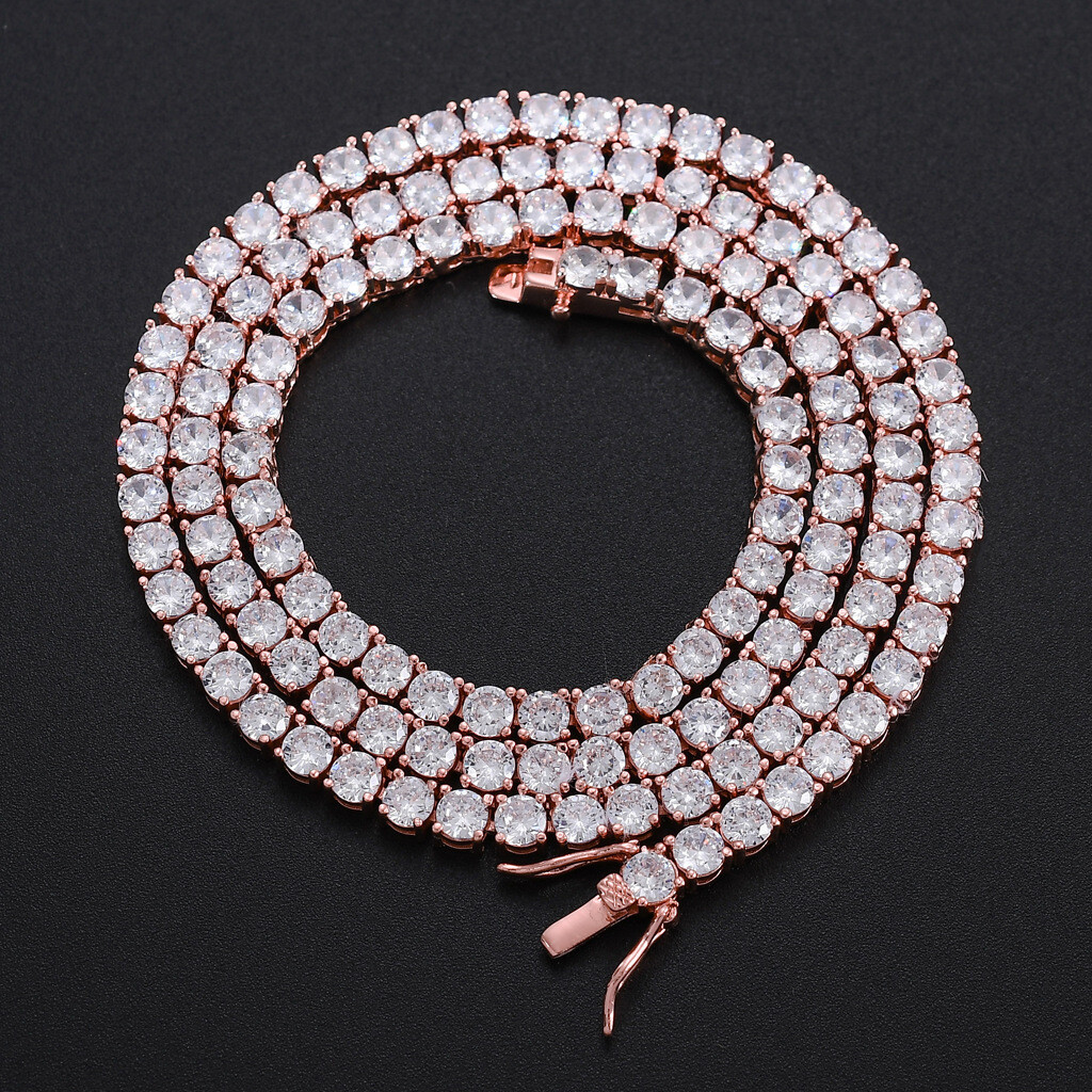 6″-24″ Hip Hop Necklace Bracelets 5A CZ Diamonds Real Gold Plated Tennis Chain