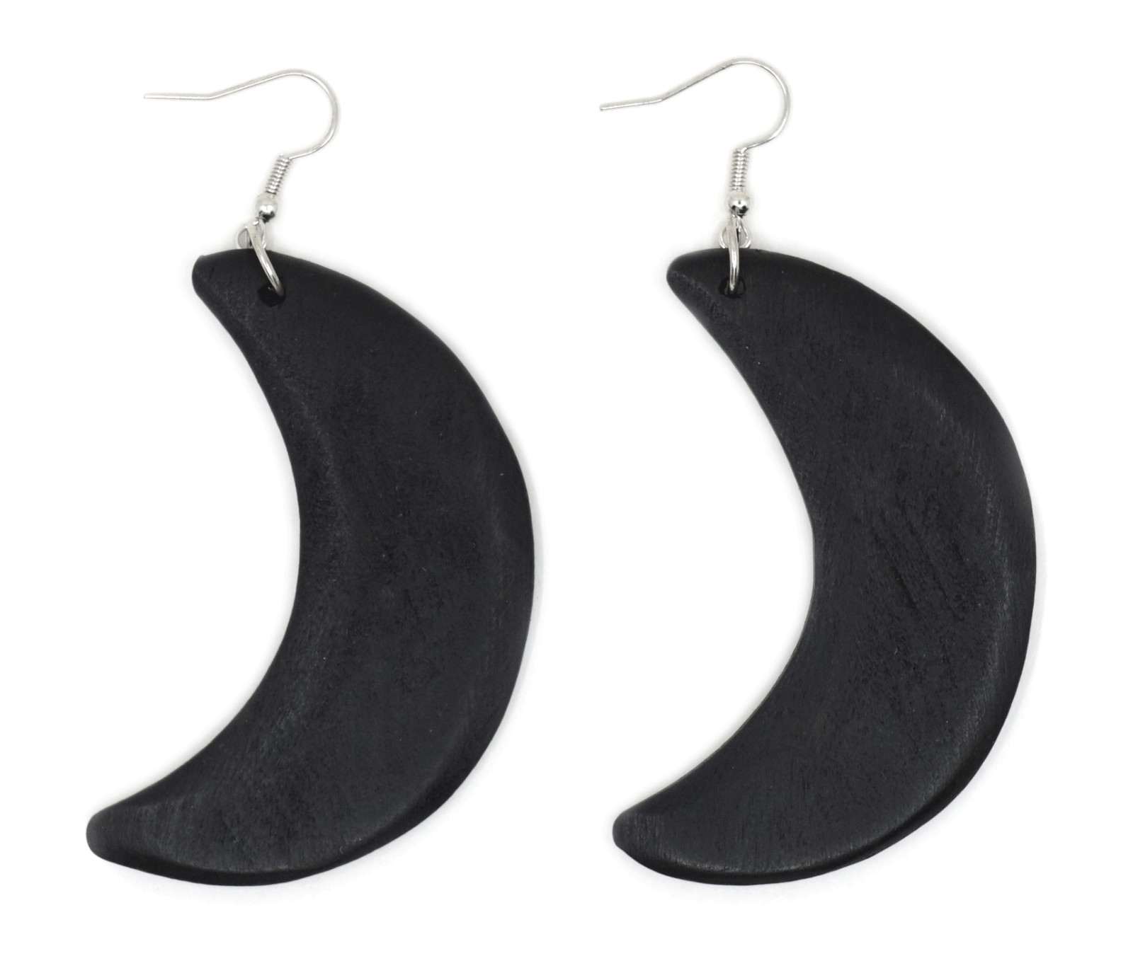 TB Crescent Moon Wood Natural Multi-Color Fashion Jewelry Long Dangle Earrings