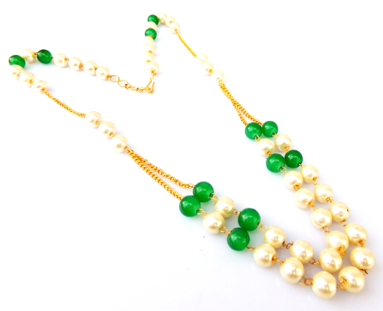 Indian Bollywood Gold Plated Pearls Mala Bridal Necklace Earrings Jewelry Set