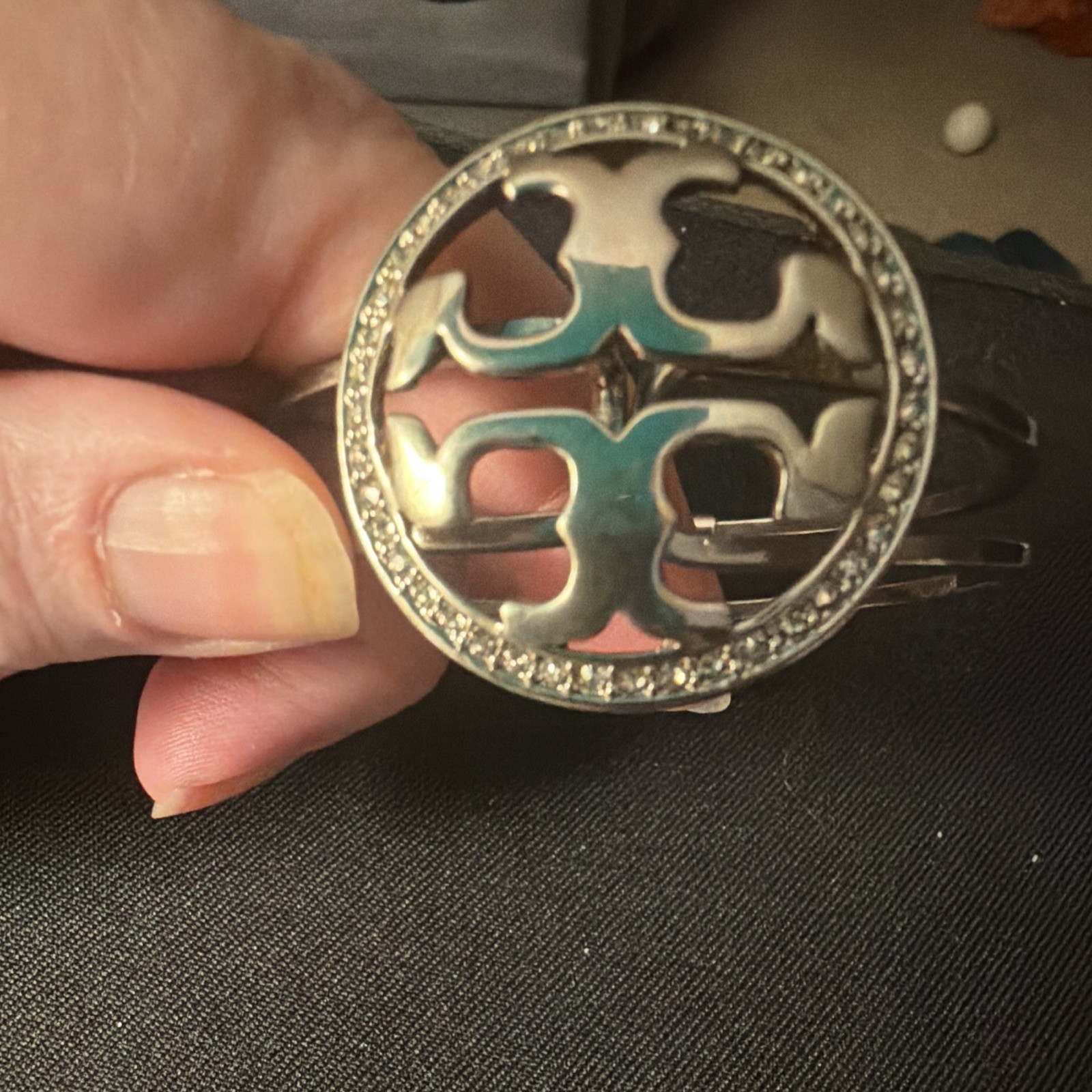 Tory Burch Hinged Double Band Bangle Bracelet