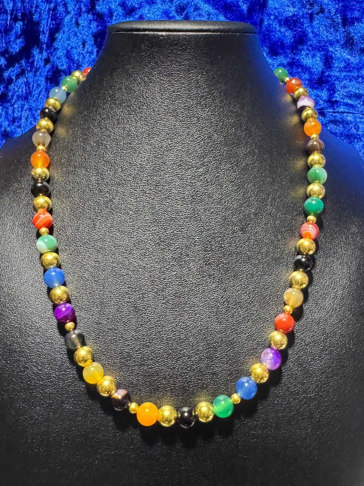Multi-Colored Agate Natural Gemstone Beaded Necklaces & Bracelets 19.5″ 17.5″ +