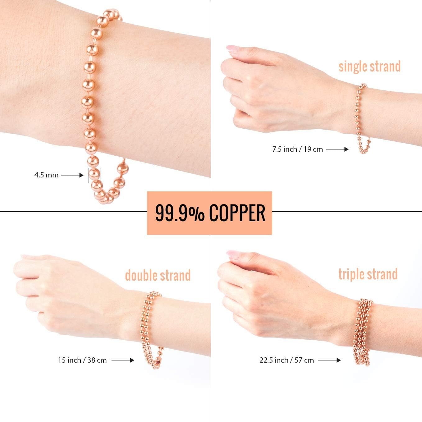 Pure Copper Bracelet for Men and Women – Natural Wellness Jewelry – Single or…