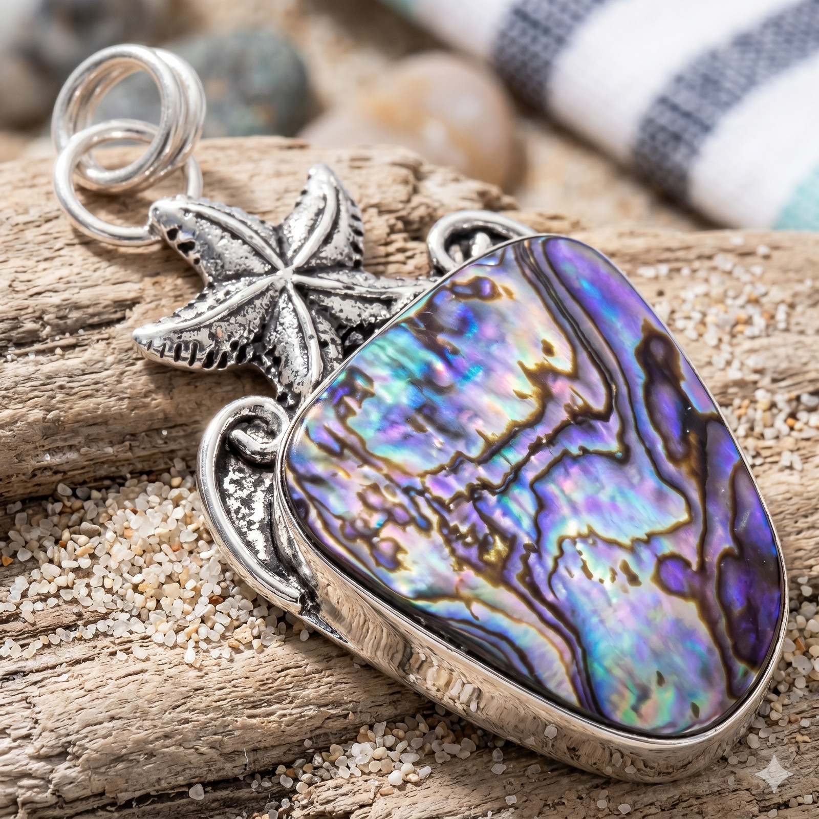 Abalone Shell Sterling Silver Wife Handmade Channel Set Birthday Pendant Jewelry