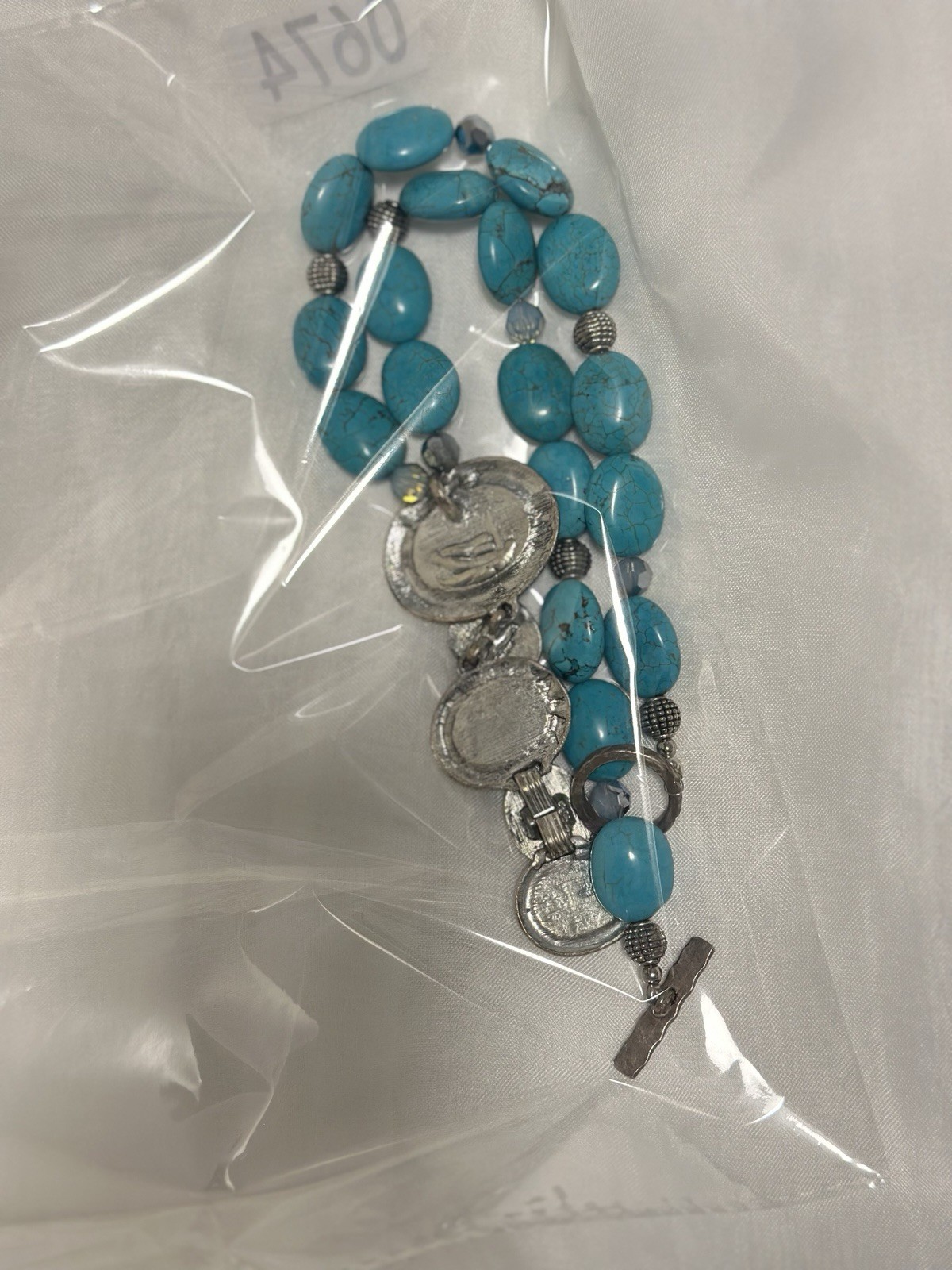 Erica Lyons Women Semi Precious Stone Necklace Long Silver Tone Chain