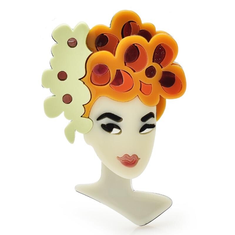 Lady Brooch For Women Modern Girl Figure Party Office Pins Fashion Jewelry Gifts