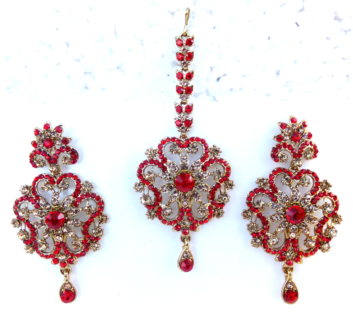 Indian Bollywood Women Tikka Earrings Traditional Set Ethnic Gold Plated Jewelry