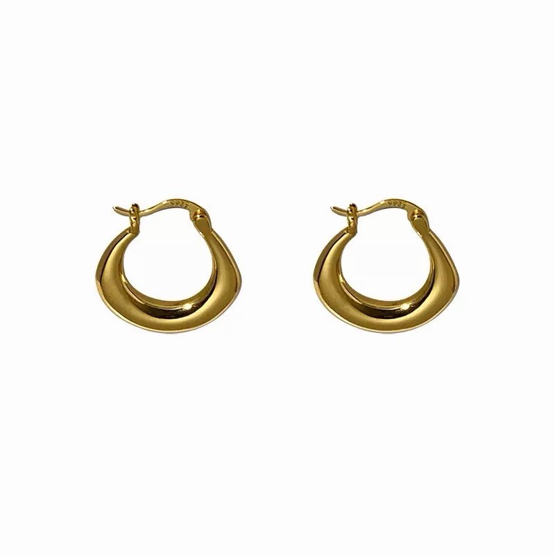 925 Silver Chunky Teardrop Huggie Hoop Earrings Minimalist Thick Earrings A01