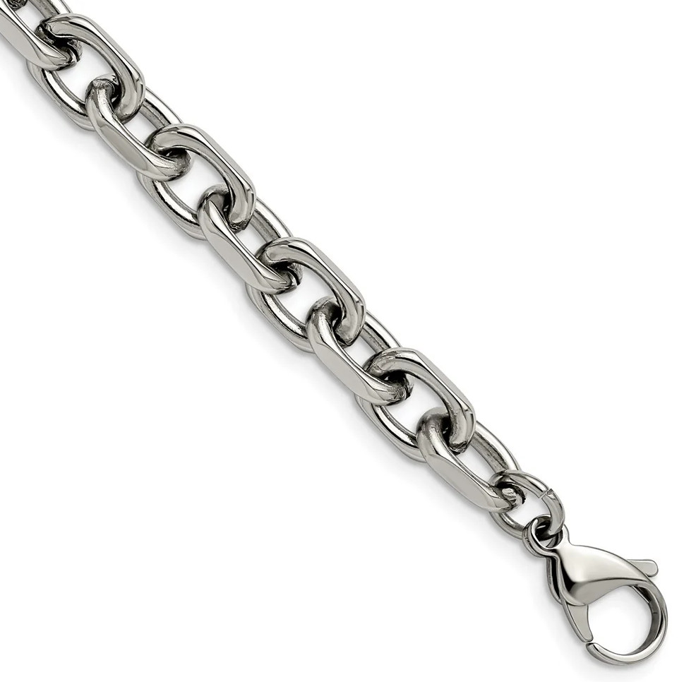 8mm Oval Link Necklace Stainless Steel 30