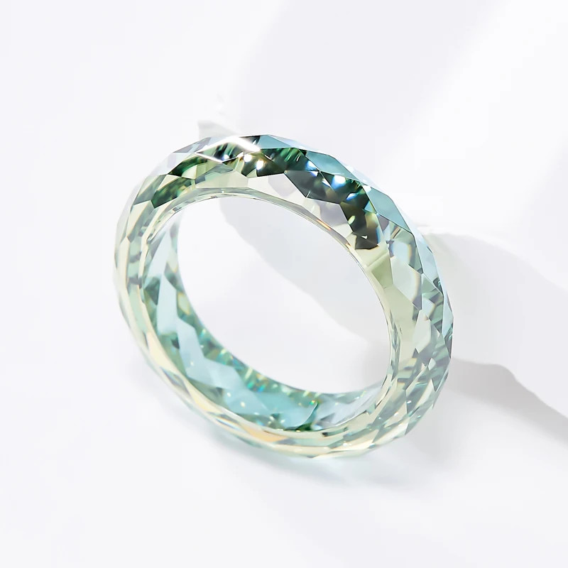 All Lab Grown Ruby Moissanite Ring Plain Band Ring White/Green/Blue Jewelry Gift