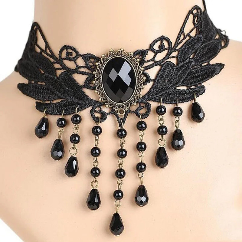 Lady Chokers Leaf Tassel Women Neck Jewelry Accessory Girl Lace Gothic Vintage S