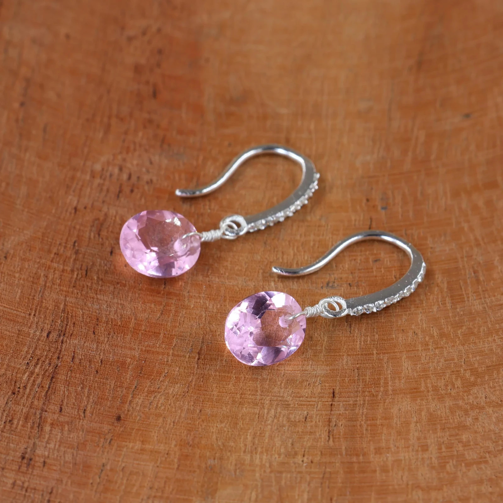 925 Silver Pink Morganite Earrings, Elegant Drop Earrings, Everyday Jewelry