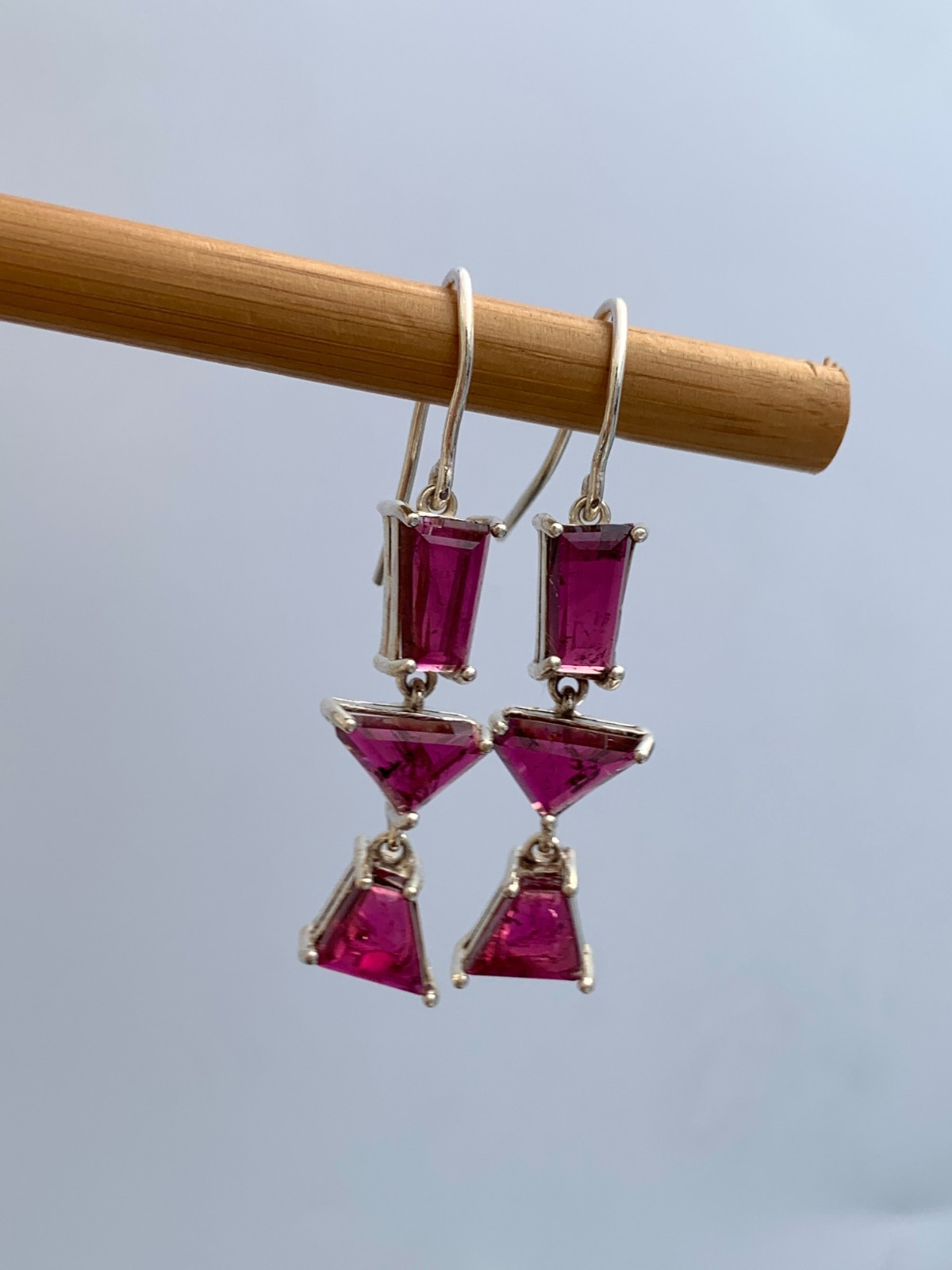 Pinkish Red Tourmaline Earrings: 925 Sterling Silver, Handmade Gemstone Jewelry