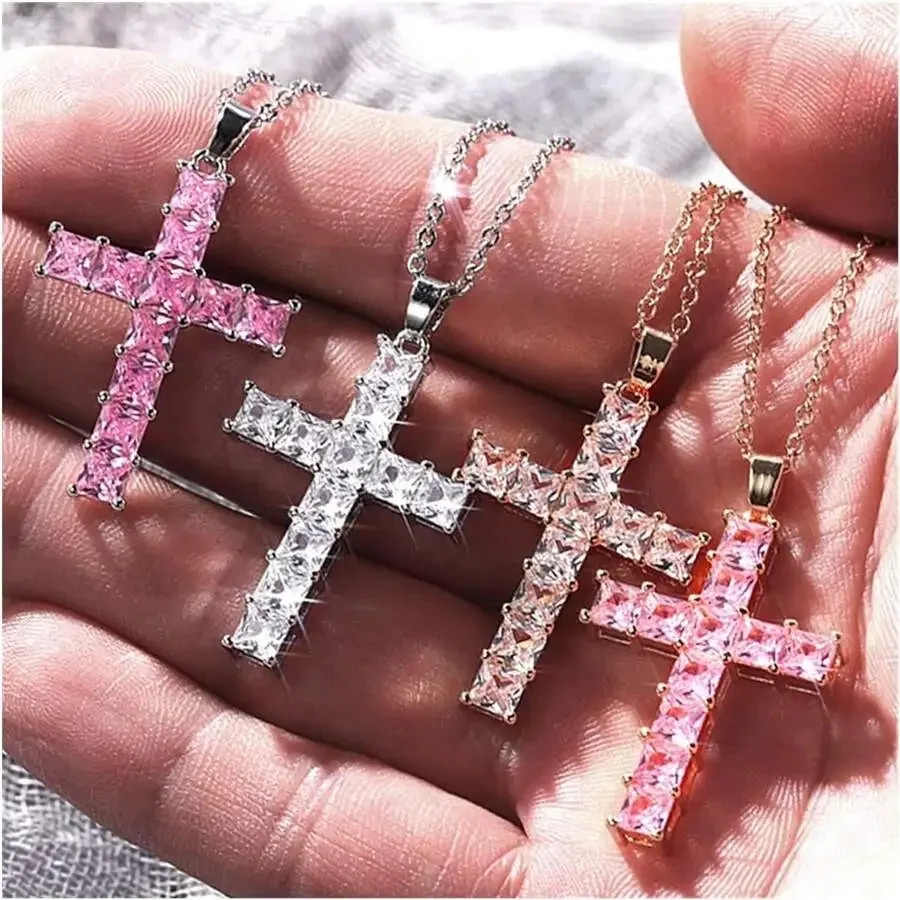 Fashion Necklaces Female Pendants Gold Multi Color Crystal Jesus Pendant Women