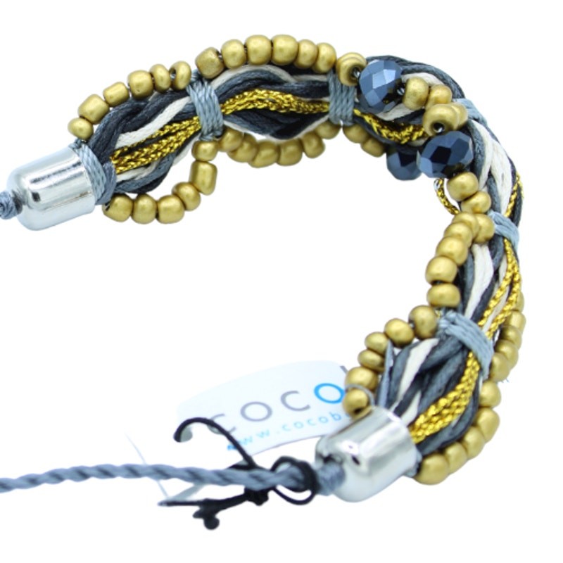 Anthropologie X Cocobelle Gold Woven Beaded Stella Slide Bracelet ~ NEW