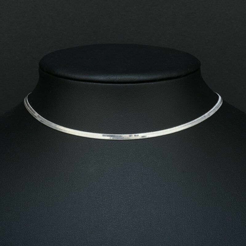 Women Stainless Steel Snake Chain Necklace Clavicle Blade Choker 13-16.5″ PE44