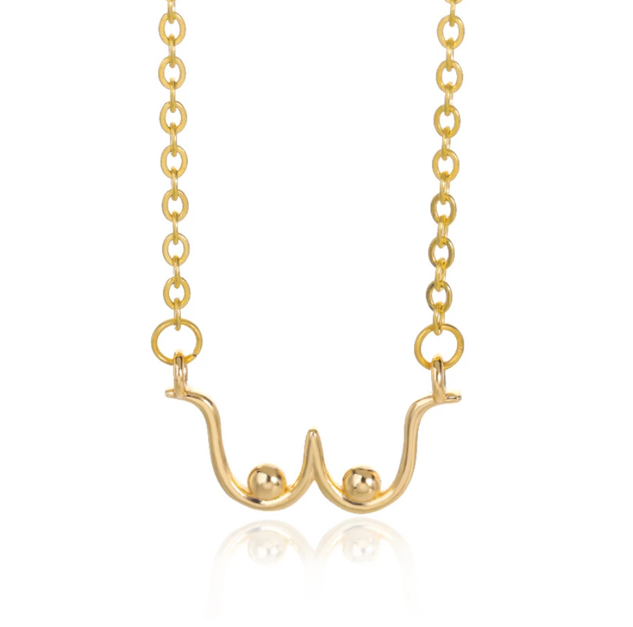 Breast Cancer Awareness GOLD Plated Necklace Boob Mammary Female Body Beautiful