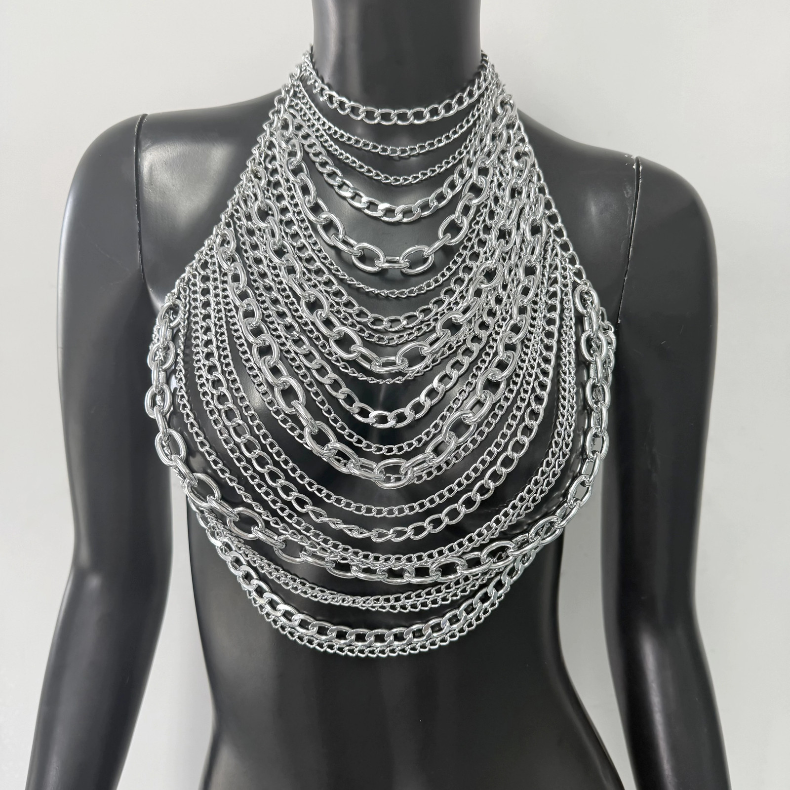 Body Chain White Pearl Suspender Silver Chain Top Metal Layered pearl