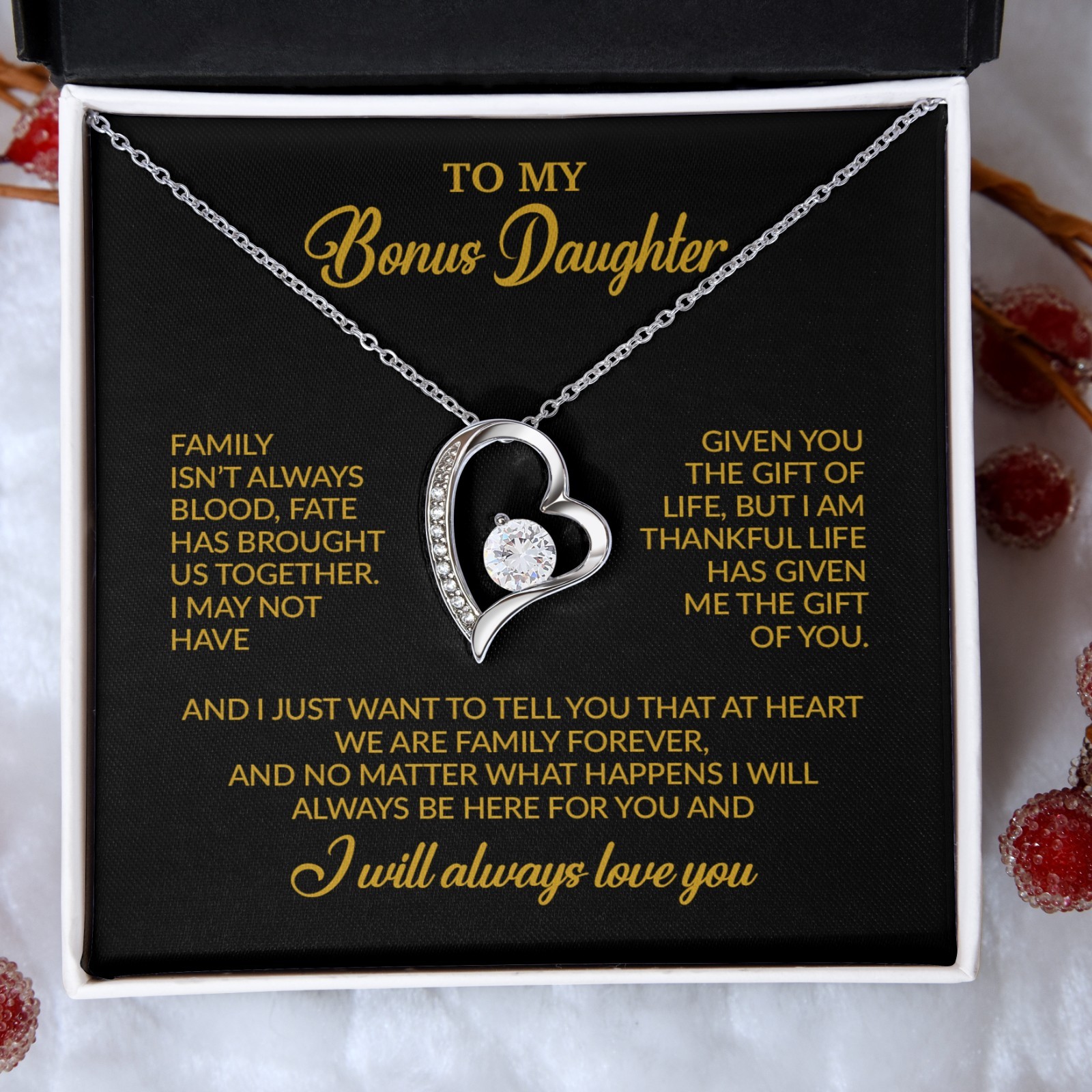 To My Bonus Daughter Necklace, Gift for Bonus Daughter, Step Daughter Birthday