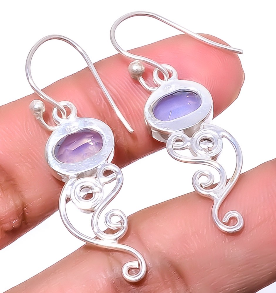 Milky Opal & White Topaz Silver Handmade Earring 1.76″ S2666