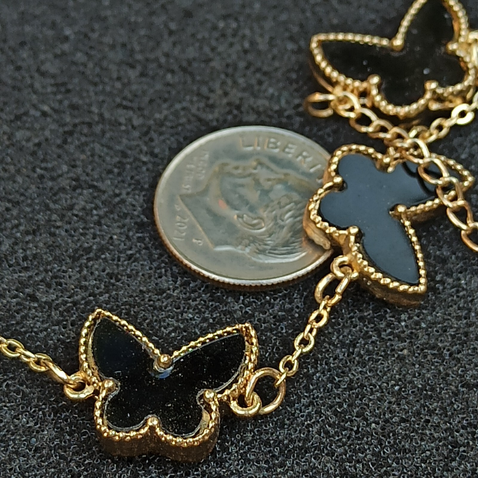Butterfly Bracelet Black Gold Tone Fashion Signed MINISO Gift Charm Modern Trend