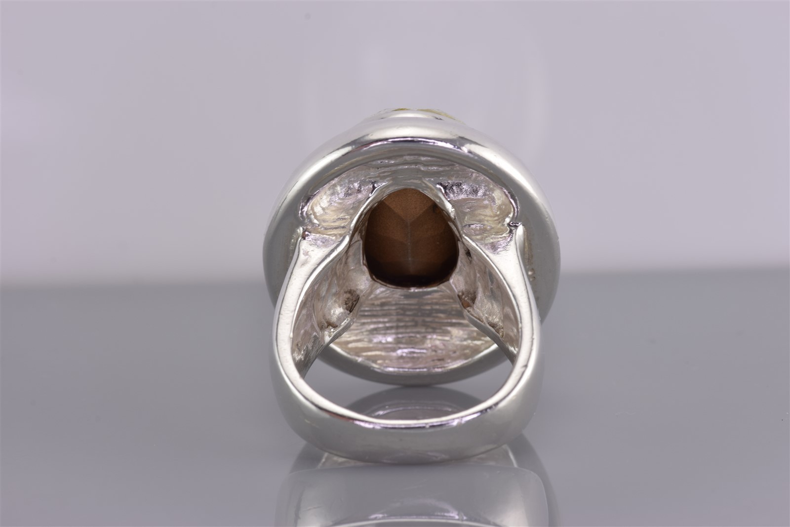 Chunky BIG Sterling Silver Oval Cubic Zirconia Statement Band Ring 30g 925 Sz: 7