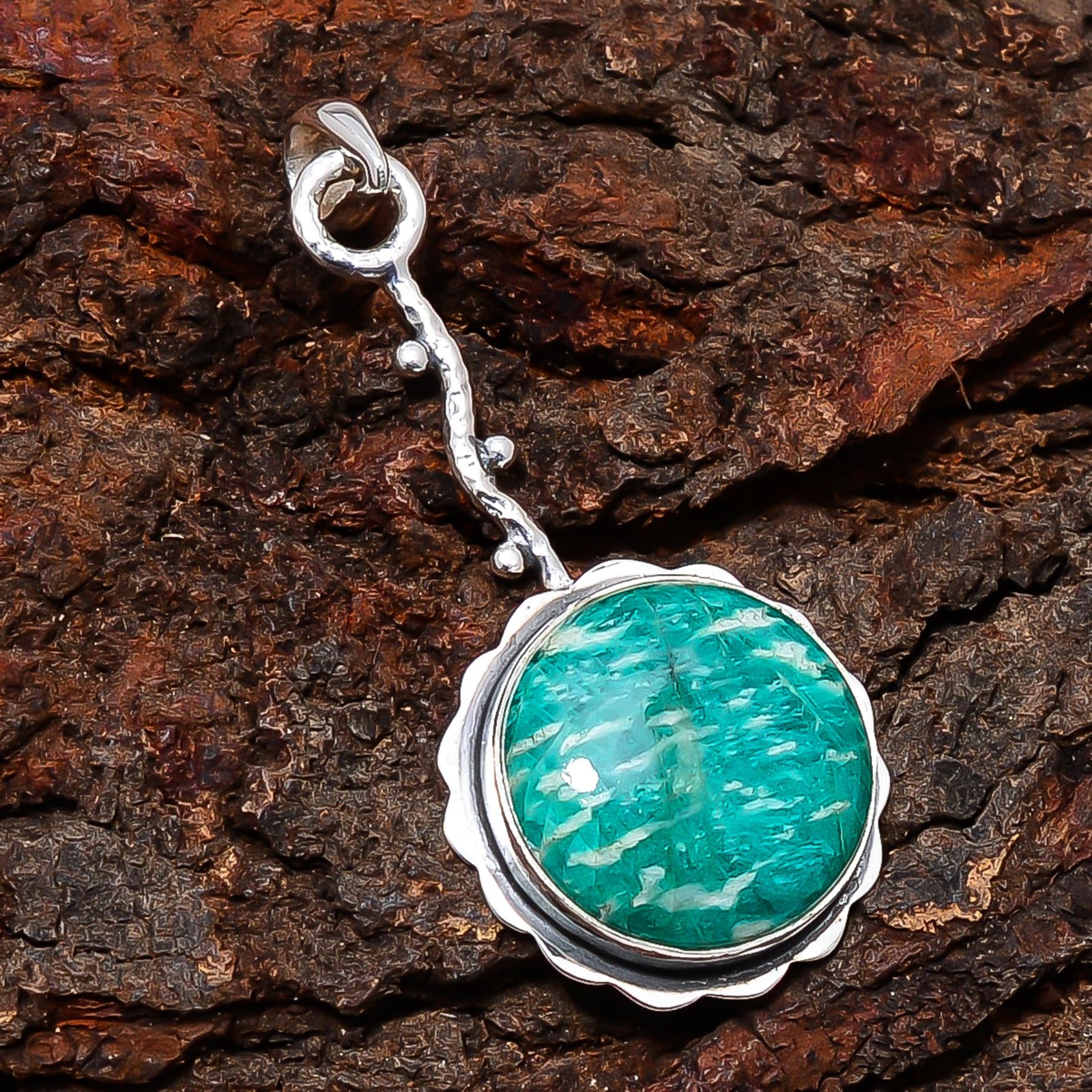 Amazonite – Colorado Mines Handmade 925 Sterling Silver Pendant 2.15″ P39
