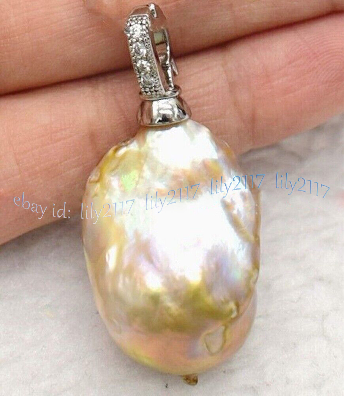 Huge 15x20mm Real Natural Multicolor Keshi Baroque Pearl Pendant 14K Gold Plated