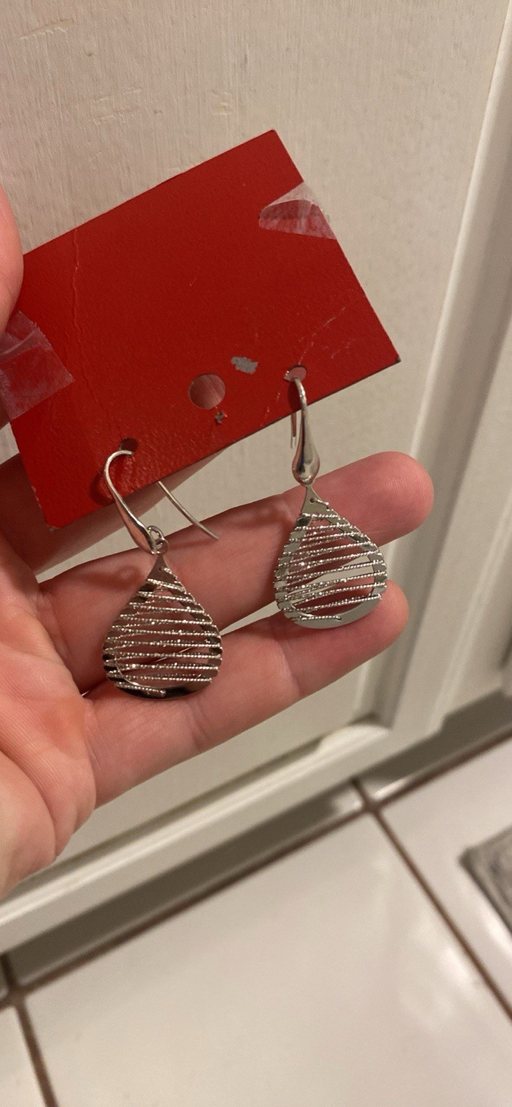 925 Sterling Silver Wire Tear Drop Dangle Earrings