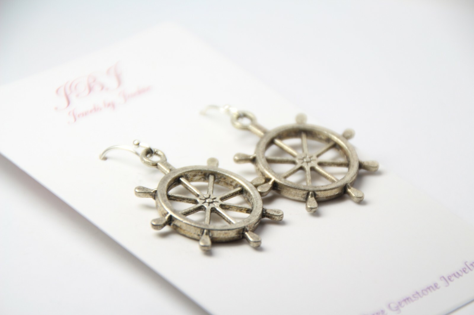 Mariner Earrings Wheel Helm Sailing 925 sterling silver hooks pewter charms