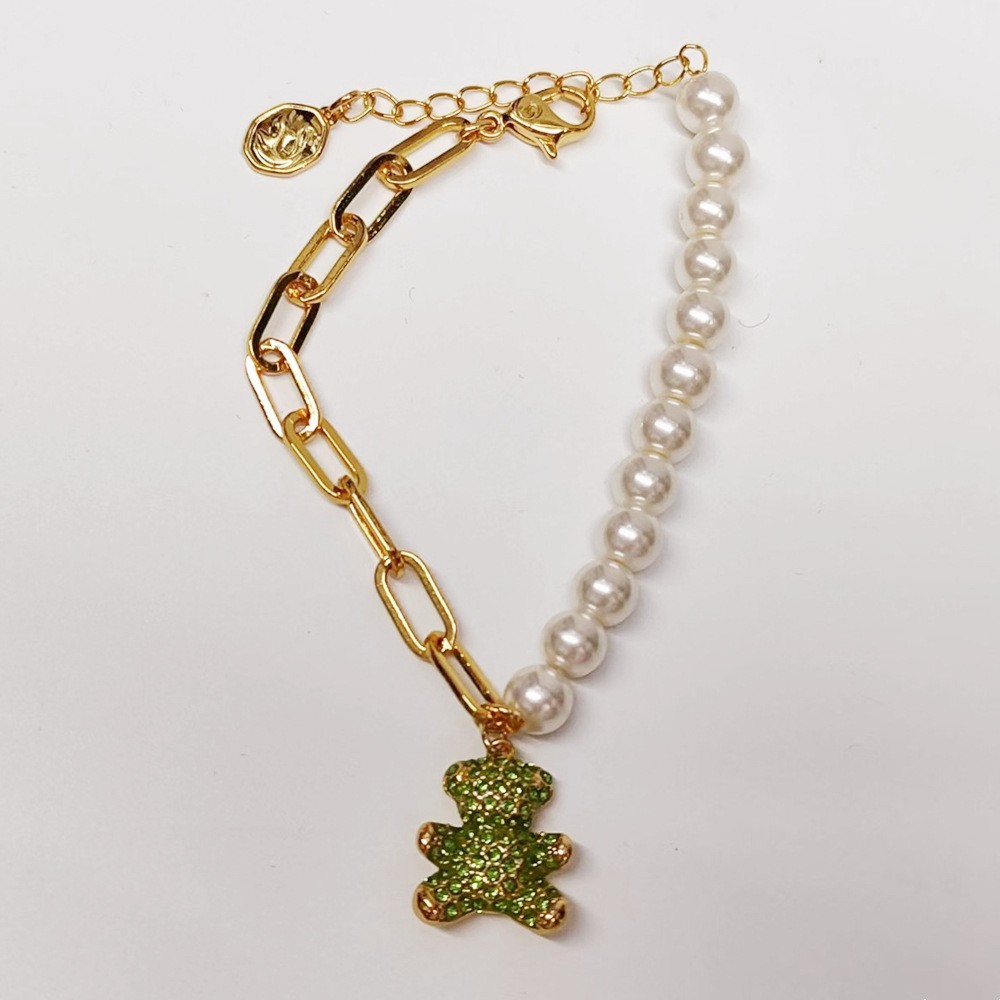 Luxury Childlike Teddy Bear Bracelet – Pearl Jewelry for Women
