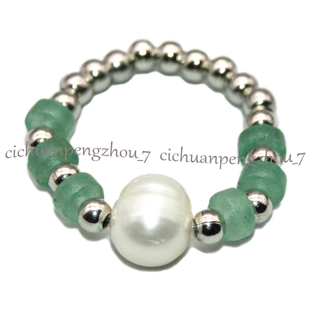2x4mm Rondelle Green Aventurine Spacer White Pearl Necklace Bracelet Ring Set