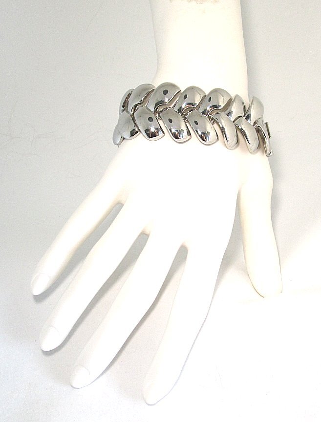 BR Silver Plate Link Bracelet 62.3 grams 7 1/2” x 1 1/8” lot 47f2