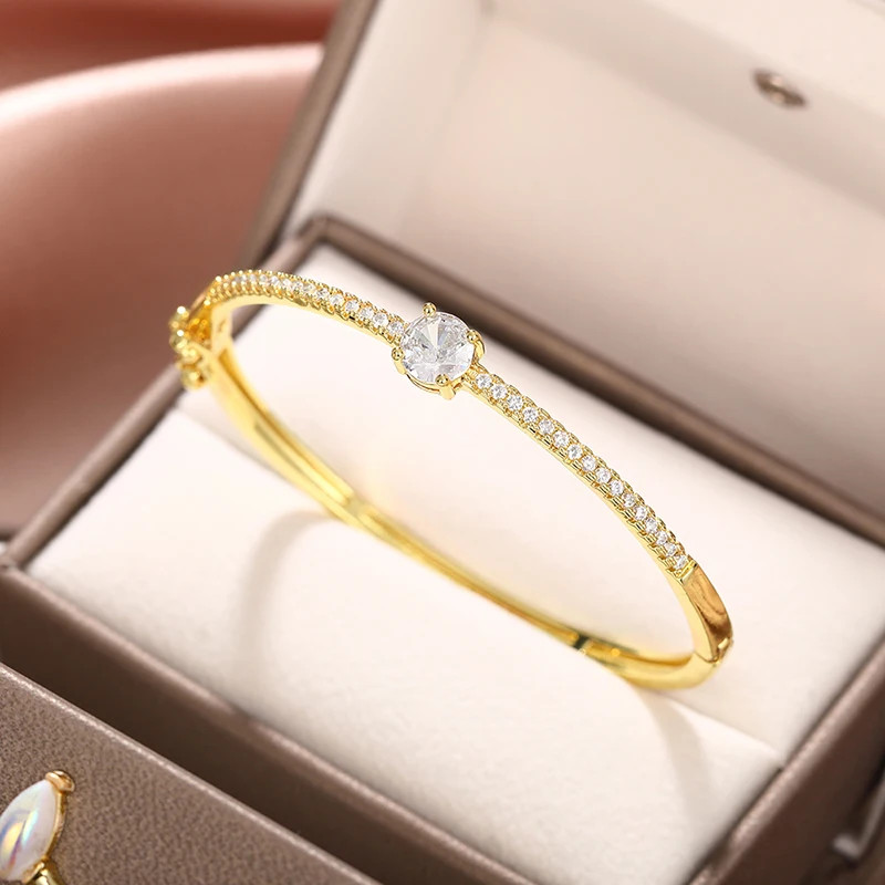 Fashionale Women’s Cubic Zirconia Bangle Silver Color/Gold Color.