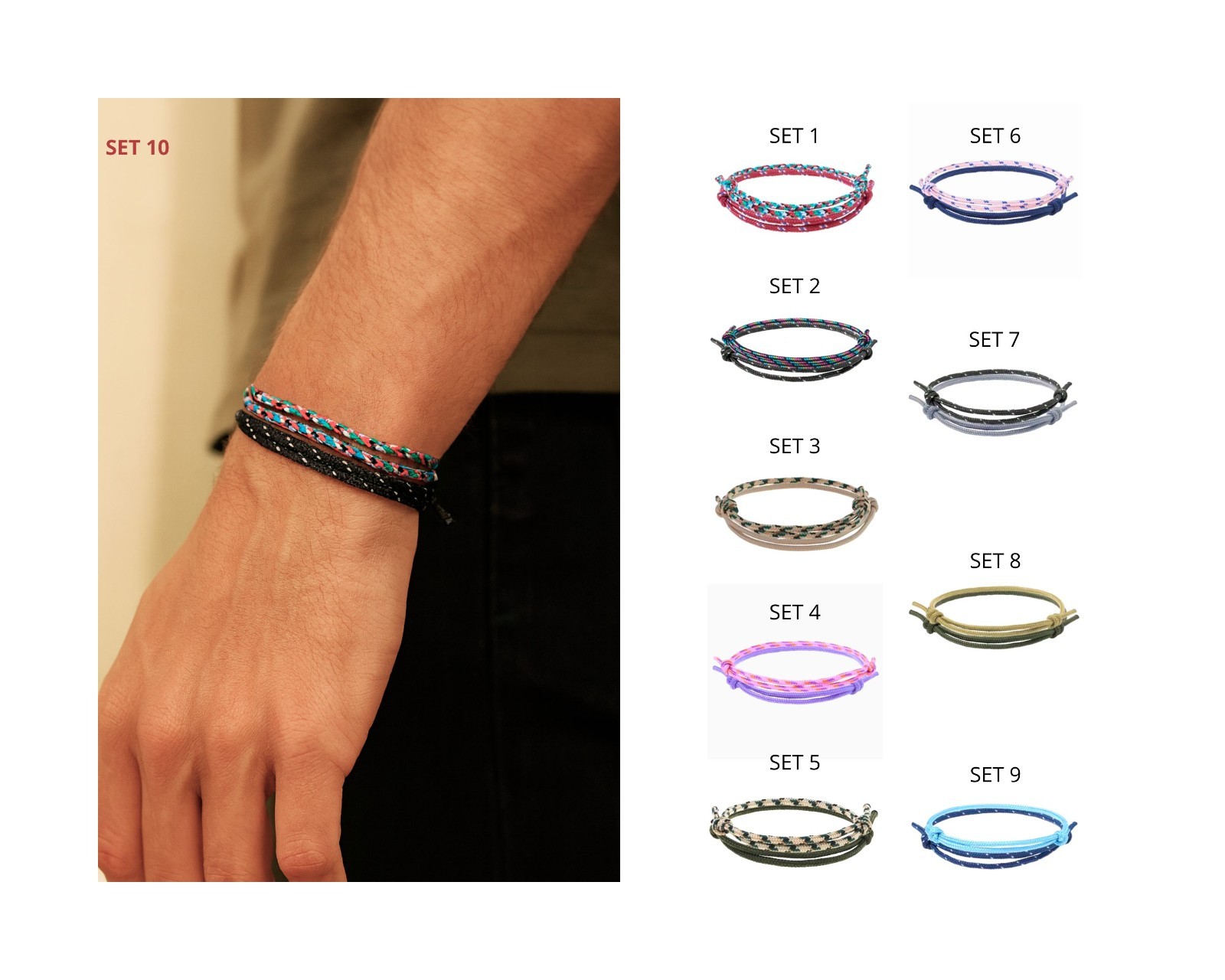 Surfer Bracelet Set for Men and Women – Handmade Boho Summer Jewelry, Waterproof