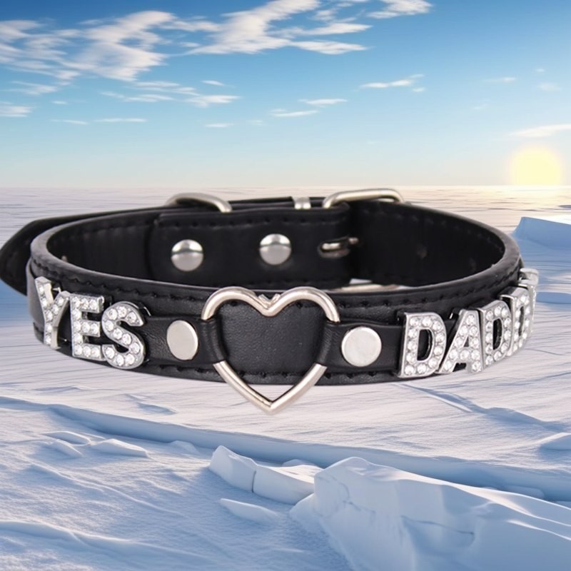 SEX WIFE Choker DIY BDSM Gift Necklace Heart Custom Collar Chain Metal Leash W4