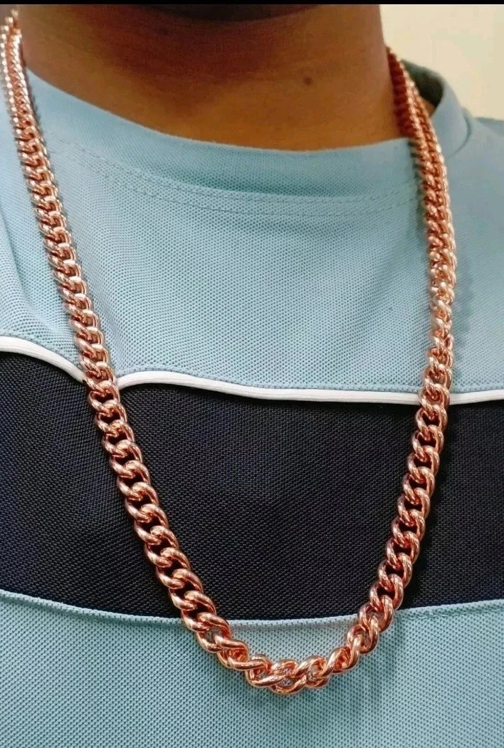 CUBAN CHAIN Solid Pure Copper Oxidized Necklace Gift Her & Him Curb Link 8MM