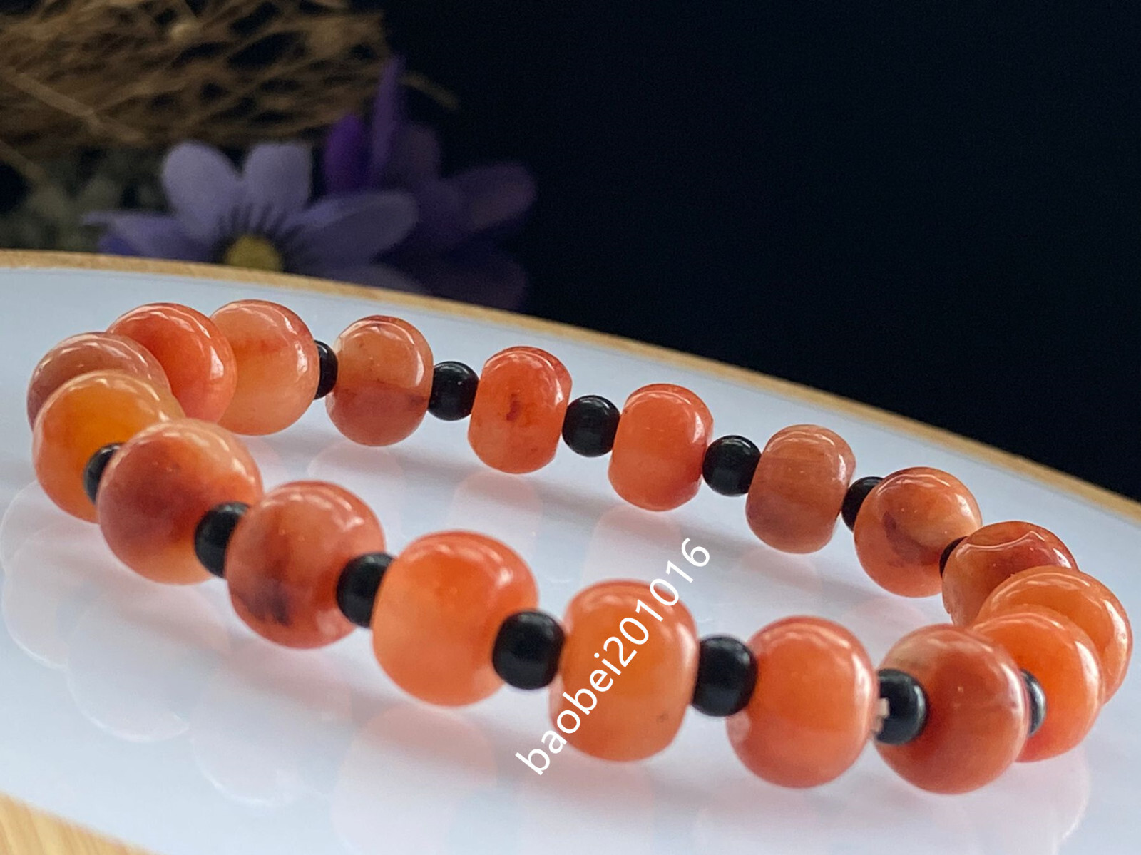 5pcs 10mm Certified Grade A Natural Jade Round Beads Bracelet 金丝玉-s3365