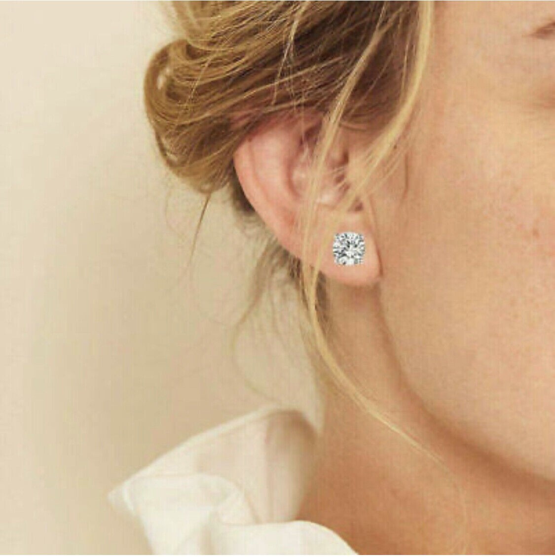 Surgical 316L Stainless Steel Stud Earrings Cubic Zircon Round Men Women 2PC