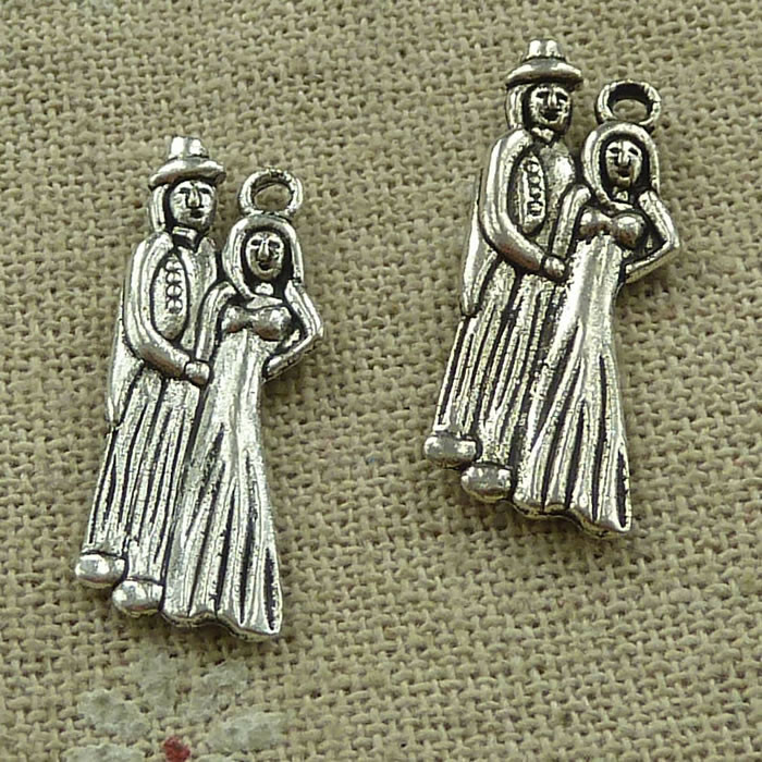 84pcs tibetan silver bride and bridegroom charms 29X11mm L-3420