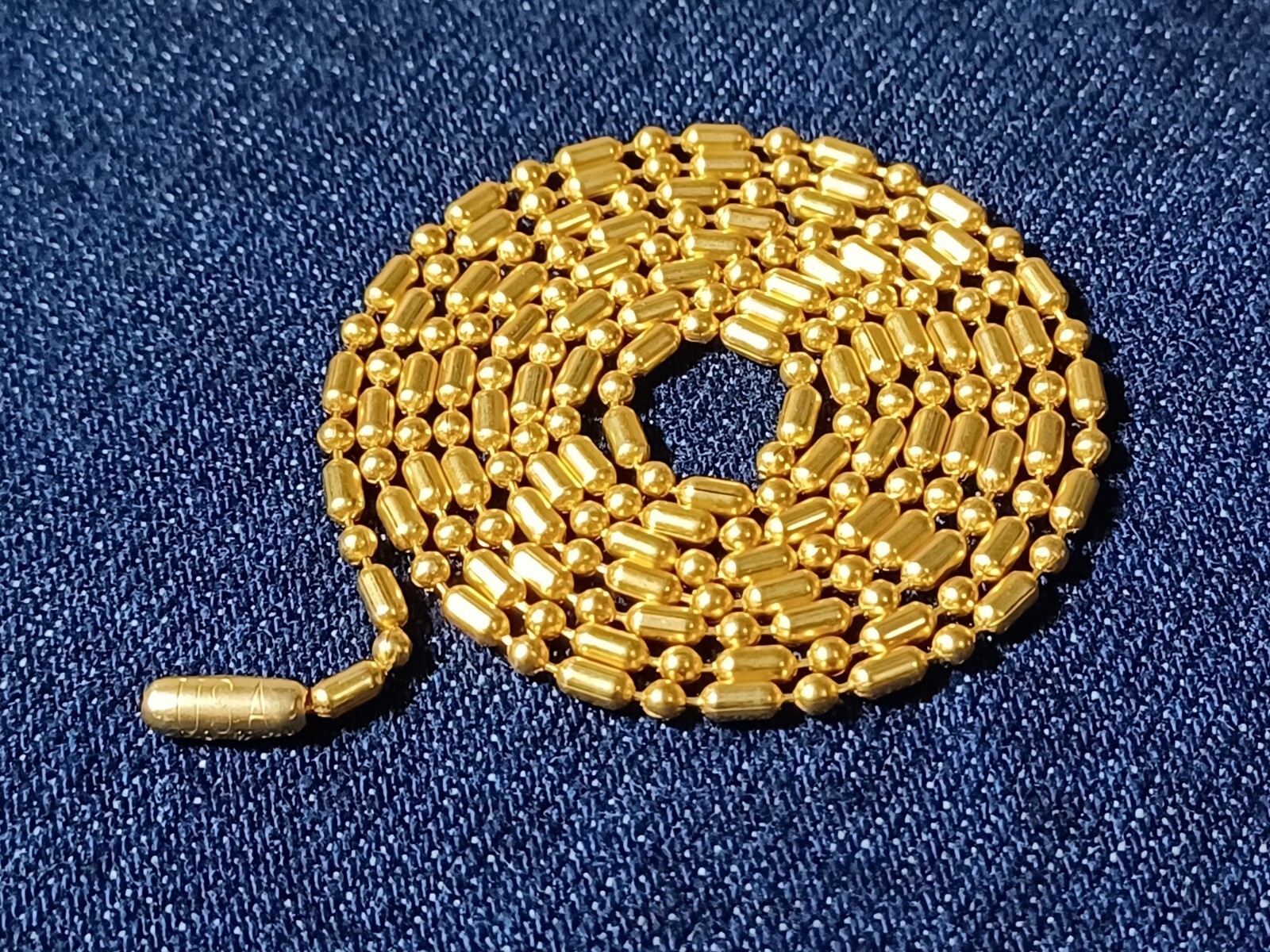 24″ Gold Color Metal Military Dog Tag Chain 2.4mm Ball & Bar Bead Necklace