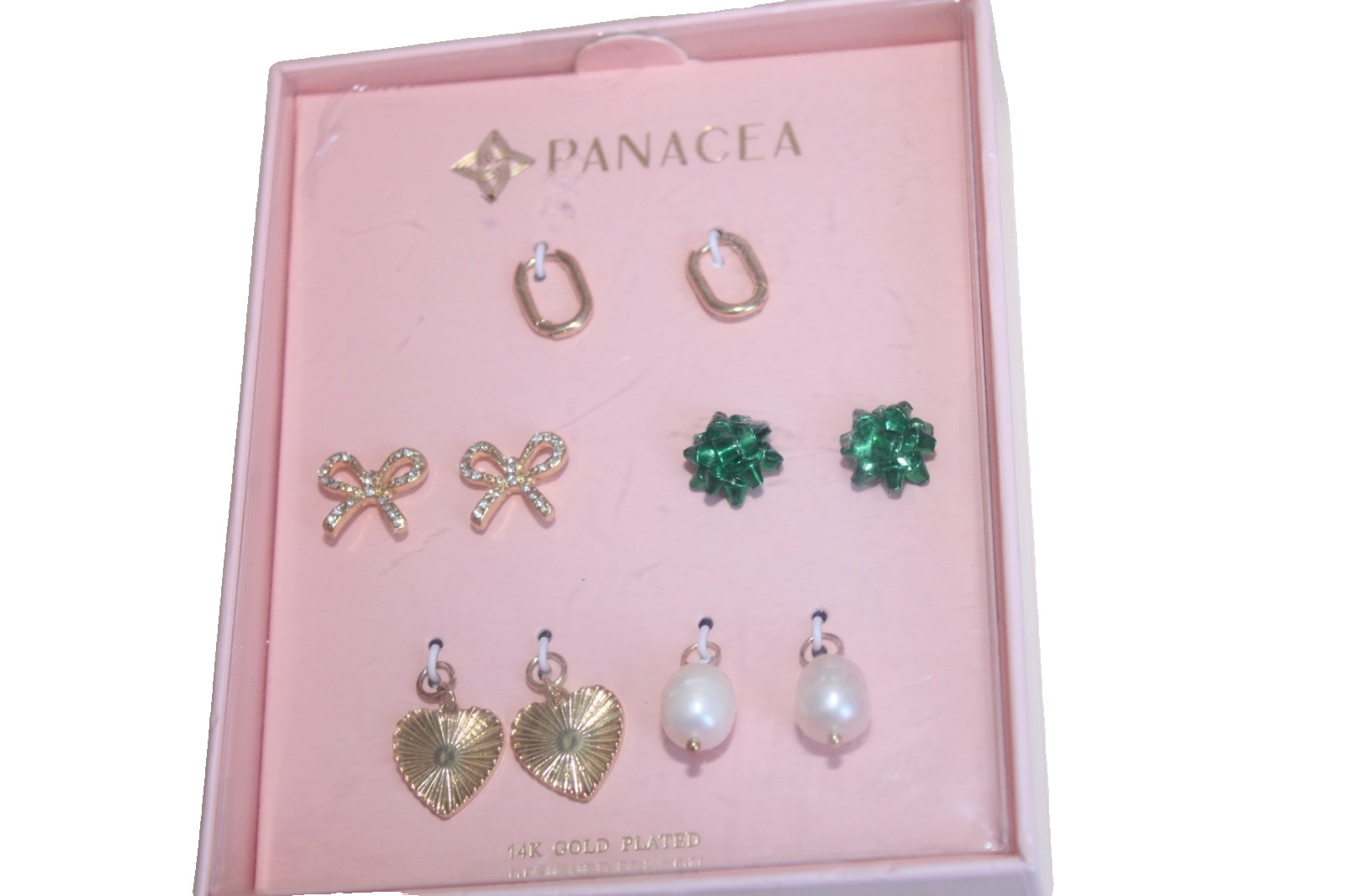 Panacea Earrings gold tone party set hoops heart stud pearls post ladies new G