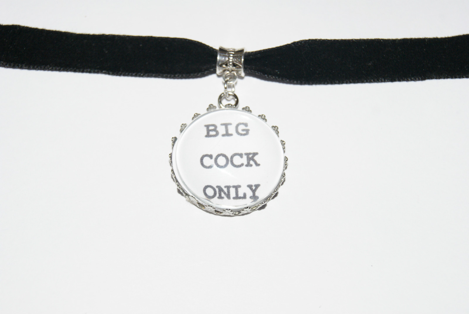 Big Cock Only Black Velvet Choker Necklace Jewellery Fetish Bondage Collar