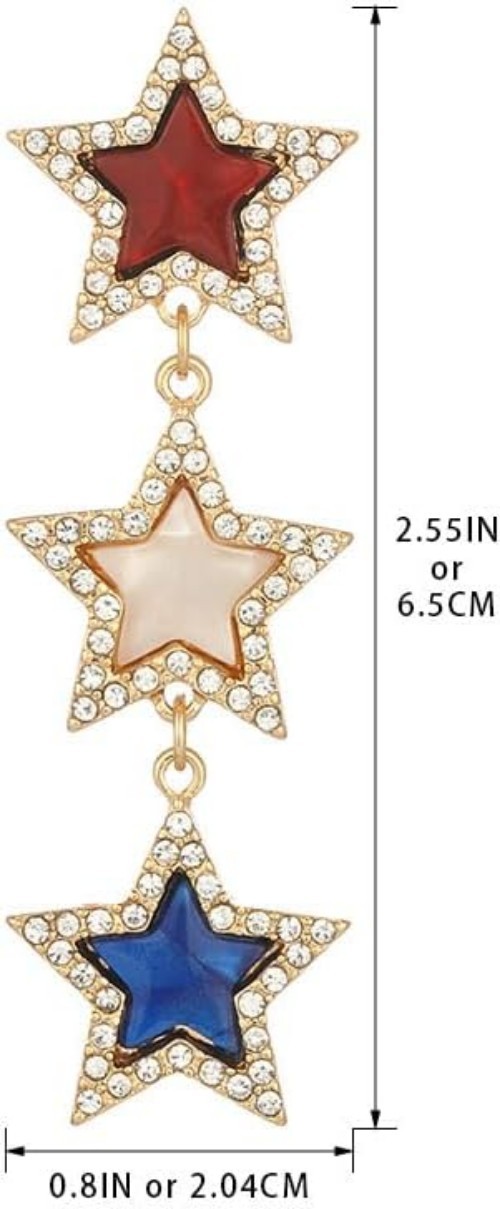 Americana Star Dangle Earrings | Lightweight Patriotic Jewelry for Any Occasion