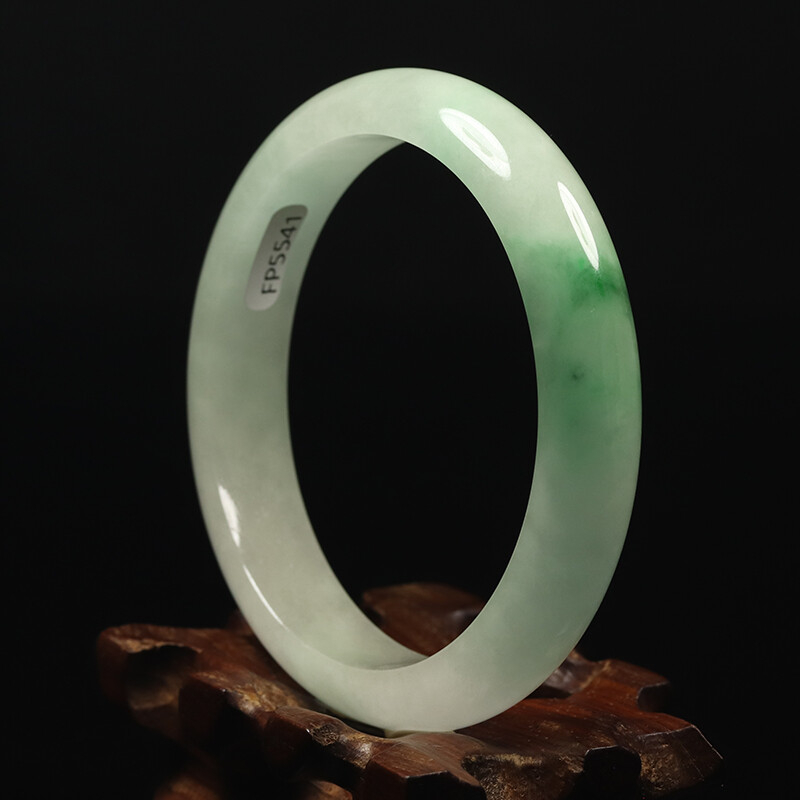 59mm White Green Jadeite Jade Bangle Bracelet Chinese Jade Bangle Women’s 11135
