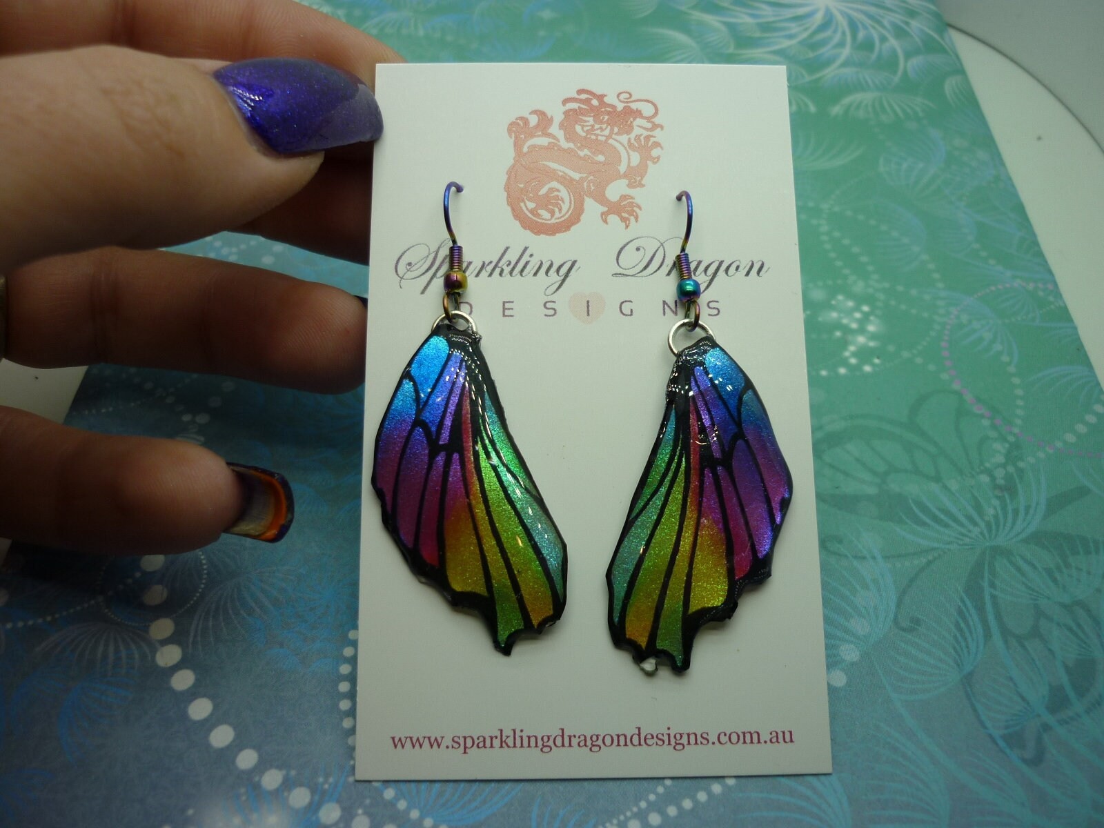 Butterfly Wing Earrings Sparkle Rainbow – Fairy Jewellery, Fun Gift for her