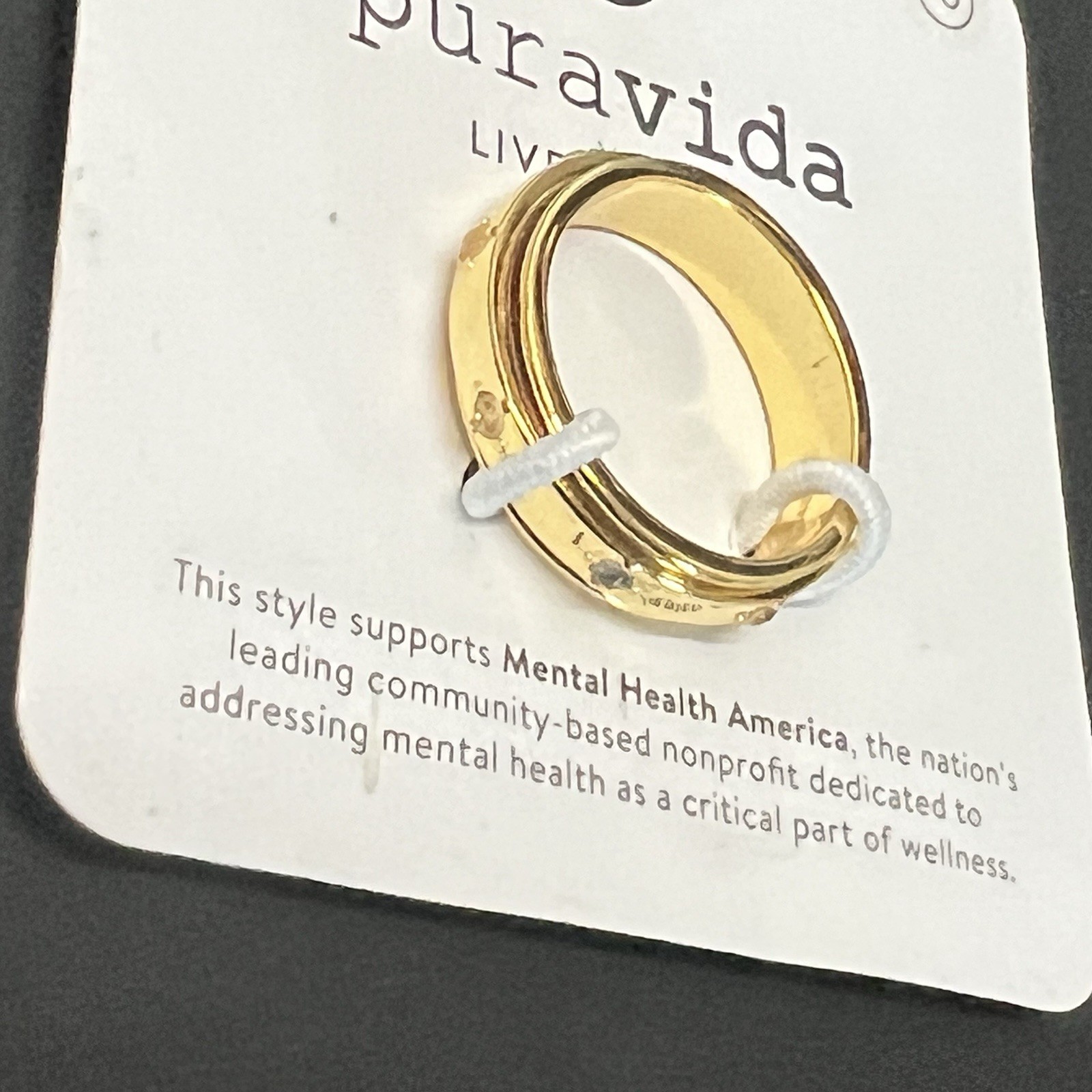 Puravida Mental Health Awareness Fidget spin Ring 9 10 NEW Gold tone Band stones