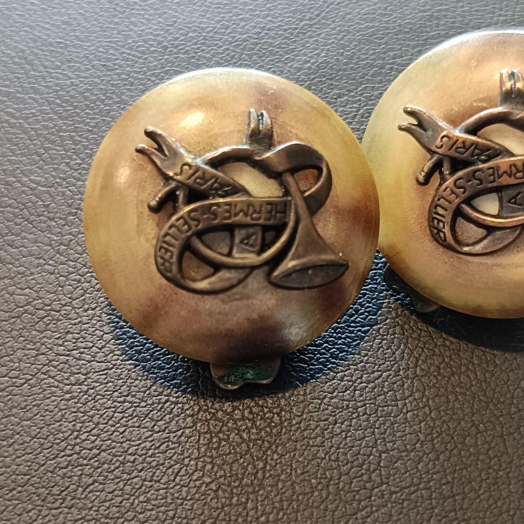 Hermes Earrings Bull Horn No Rear Stamp No Accessories
