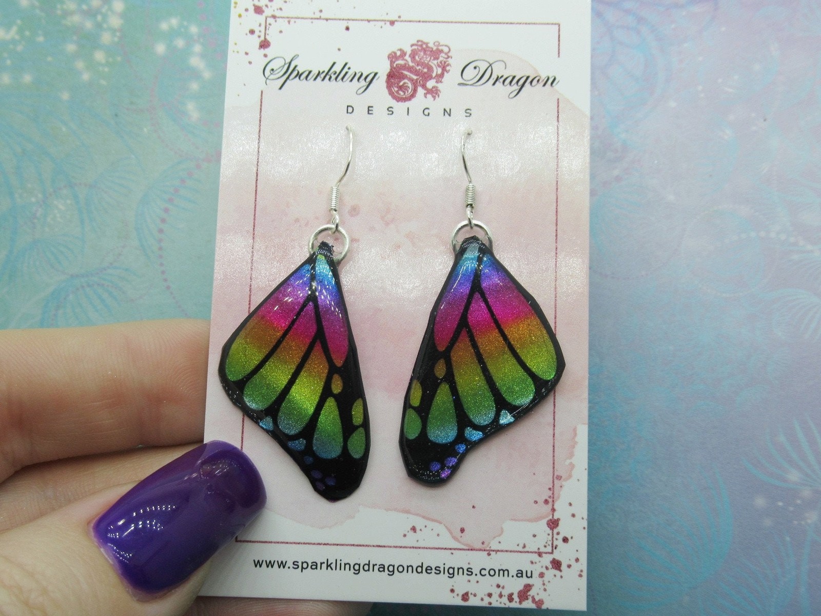 Butterfly Earrings Rainbow Colours – Fairy Jewellery, Gift for her Fairy Wing